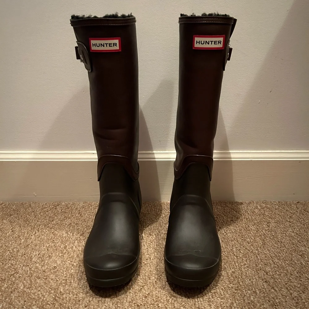 Hunter Tall Winter Rain Boots in Black and Brown